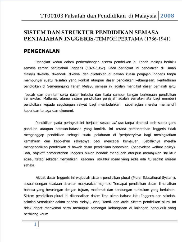 Dokumen Tips Sistem Dan Struktur Pendidikan Semasa Penjajahan British