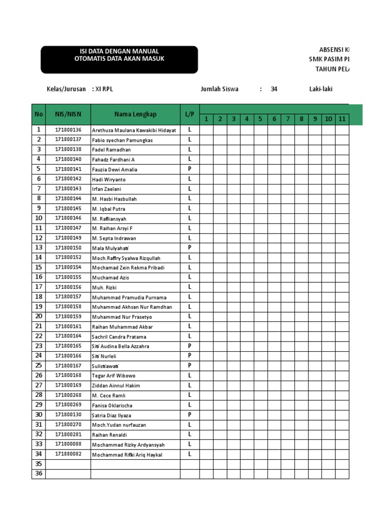 Absen Dan Rekap Absen SMT I | PDF
