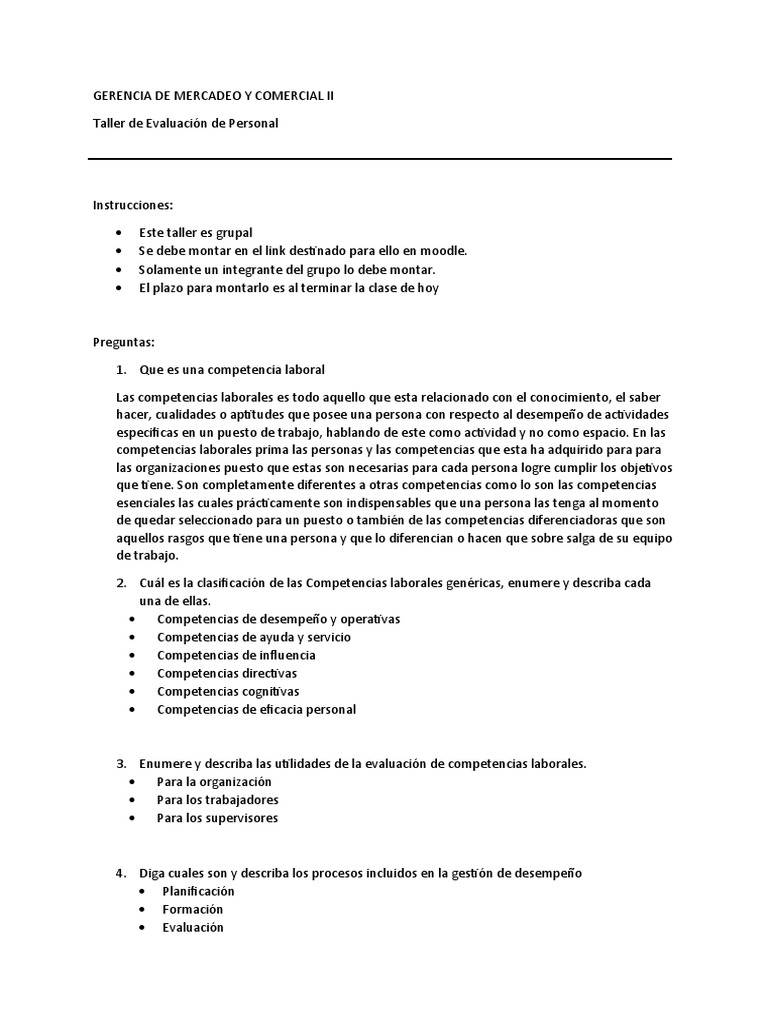 Evaluación de Competencias Laborales | PDF | Crecimiento personal y ...