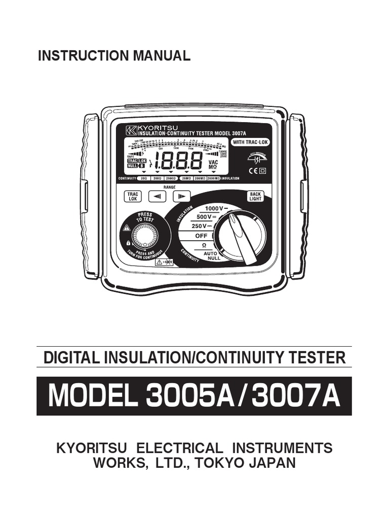 Kyoritsu 3005A/3007A Tester Manual | PDF | Electrical Resistance And ...