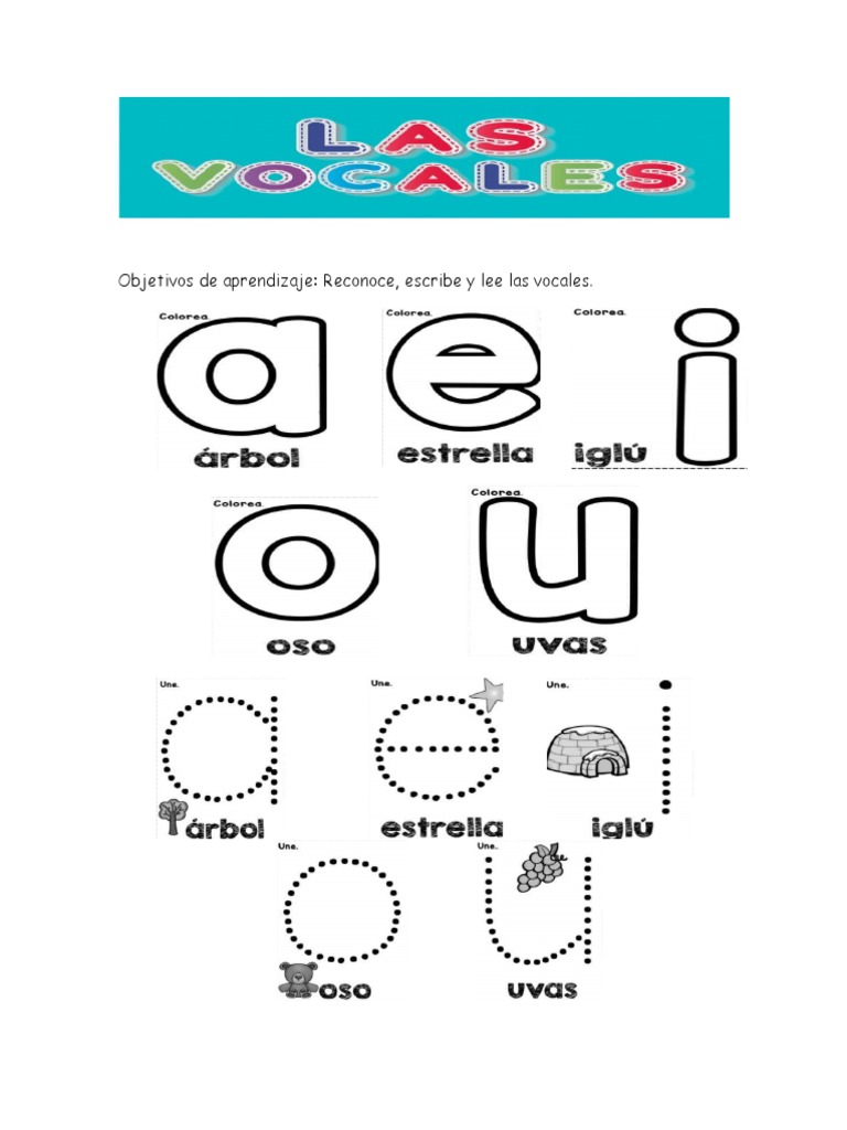 Actividades para aprender vocales | PDF | Comunicación escrita | Tipografía