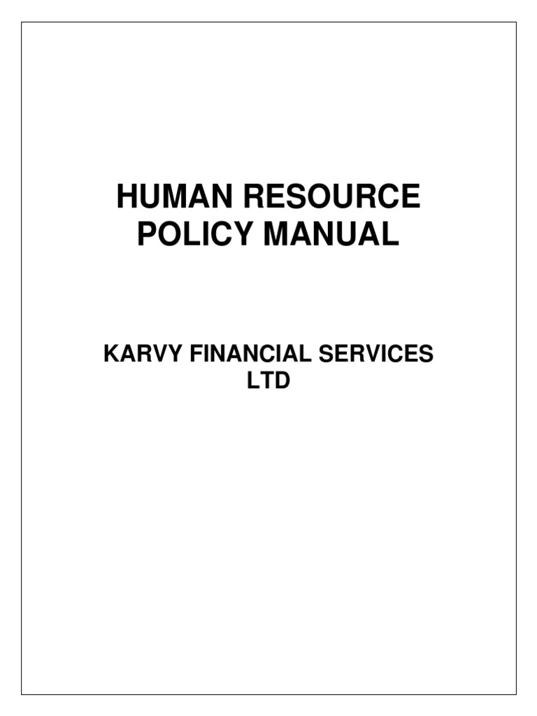 Human Resource Policy Manual Karvy Financial Services LTD PDF