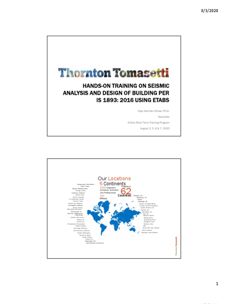 Hands On Training On Seismic Analysis And Design Of Building By Etabs