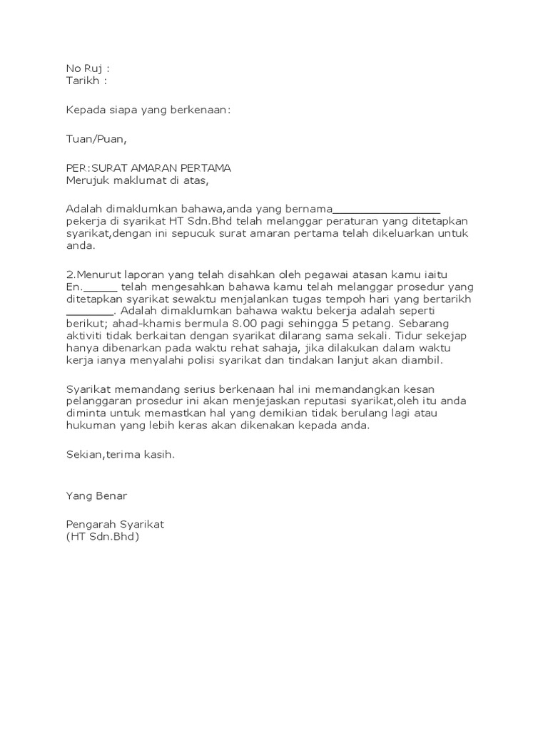 Template Surat Amaran Pdf