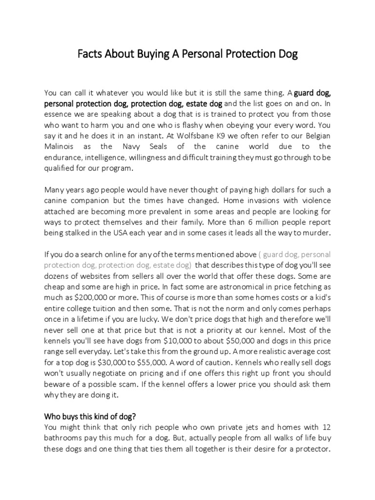 Facts About Buying A Personal Protection Dog PDF German Shepherd Dogs