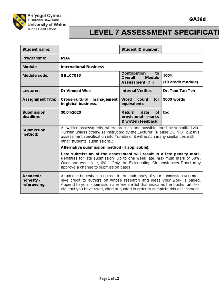 Level 7 Assessment Specification: MBA | PDF | Knowledge | Theory