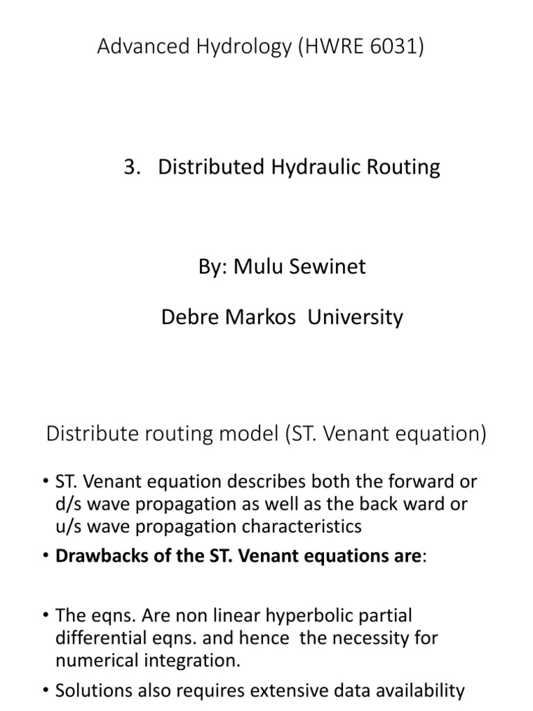 Hydrulic River Routing | PDF | Finite Difference | Differential Equations