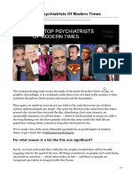 Top Psychiatrists of Modern Times