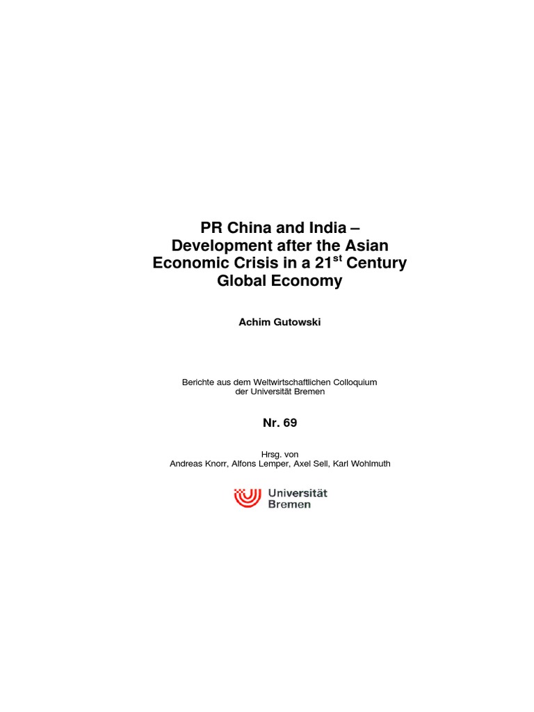 PR China and India - Development After The Asian E | PDF | 1997 Asian ...