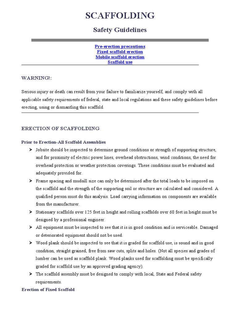 4 Scaffold Regulations PDF Scaffolding Manufactured Goods