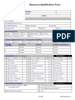 Resource Qualification Form Summary