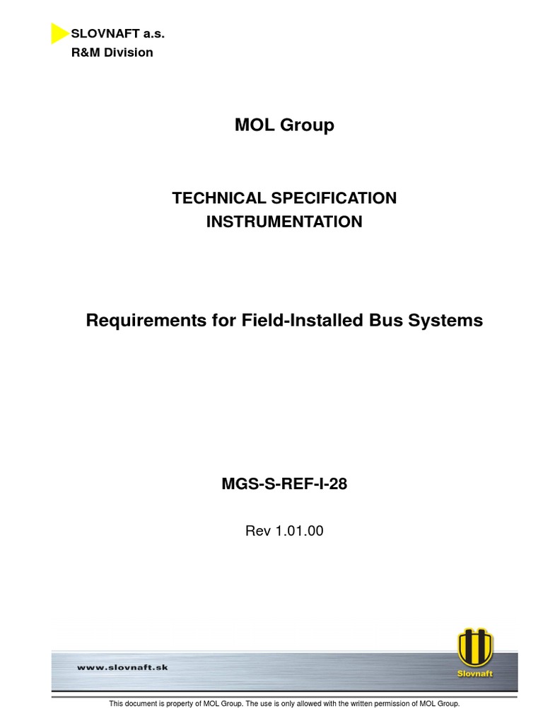 MOL Group: Technical Specification Instrumentation | PDF | Control ...