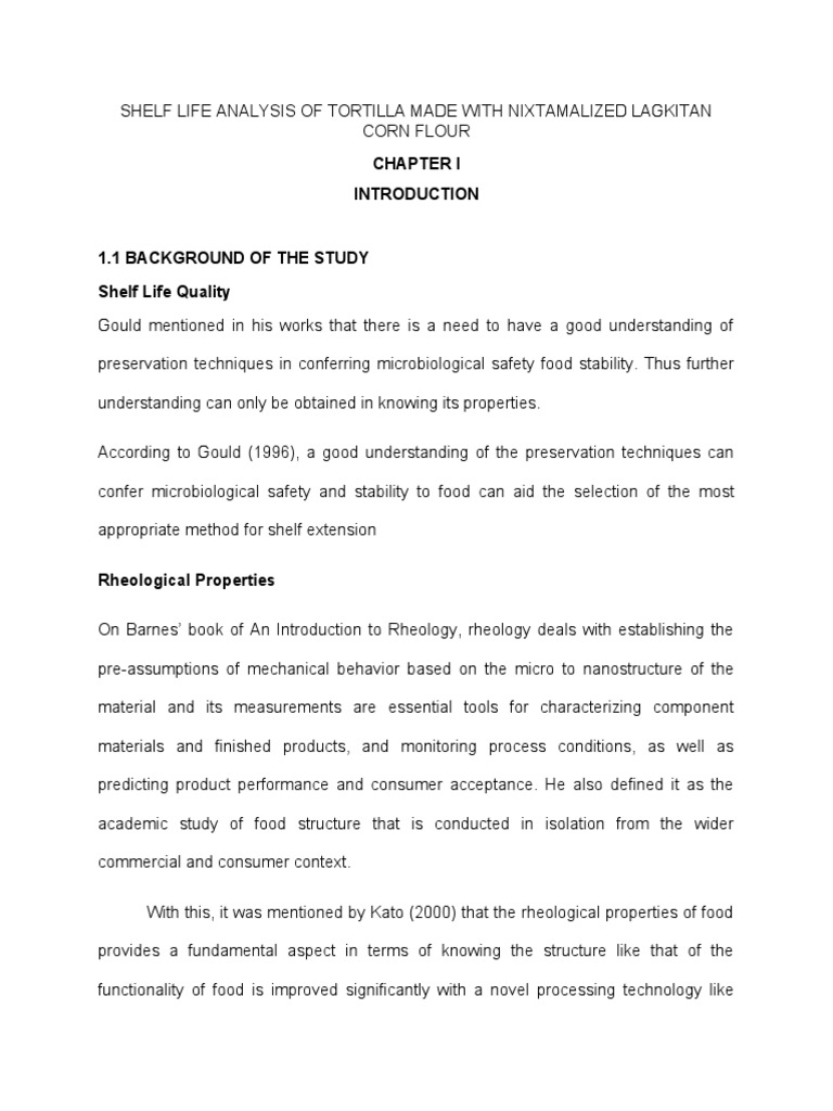 Shelf Life Analysis of Tortilla Made With Nixtamalized Lagkitan Corn