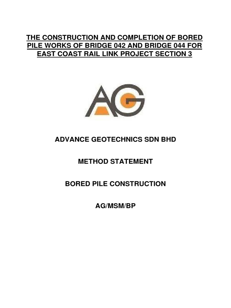 Bored Pile Method Statement | PDF | Deep Foundation | Geotechnical ...