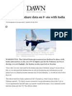 US Refuses To Share Data On F-16s With India - Newspaper