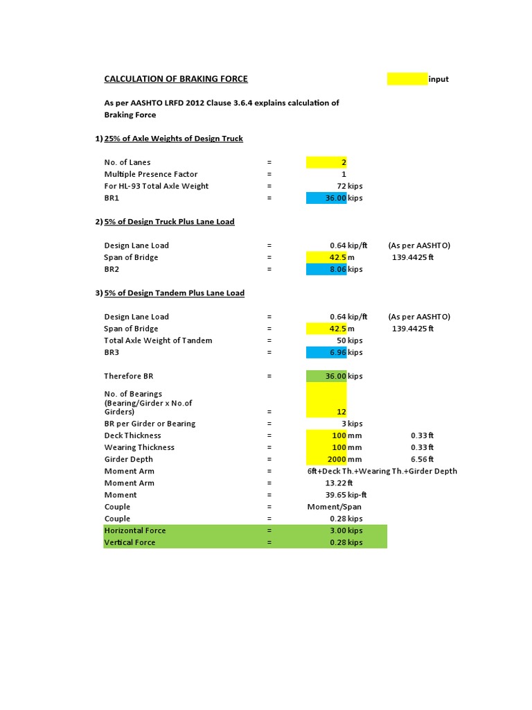 AASHTO Braking Force Calculation Guide | PDF | Axle | Land Vehicles