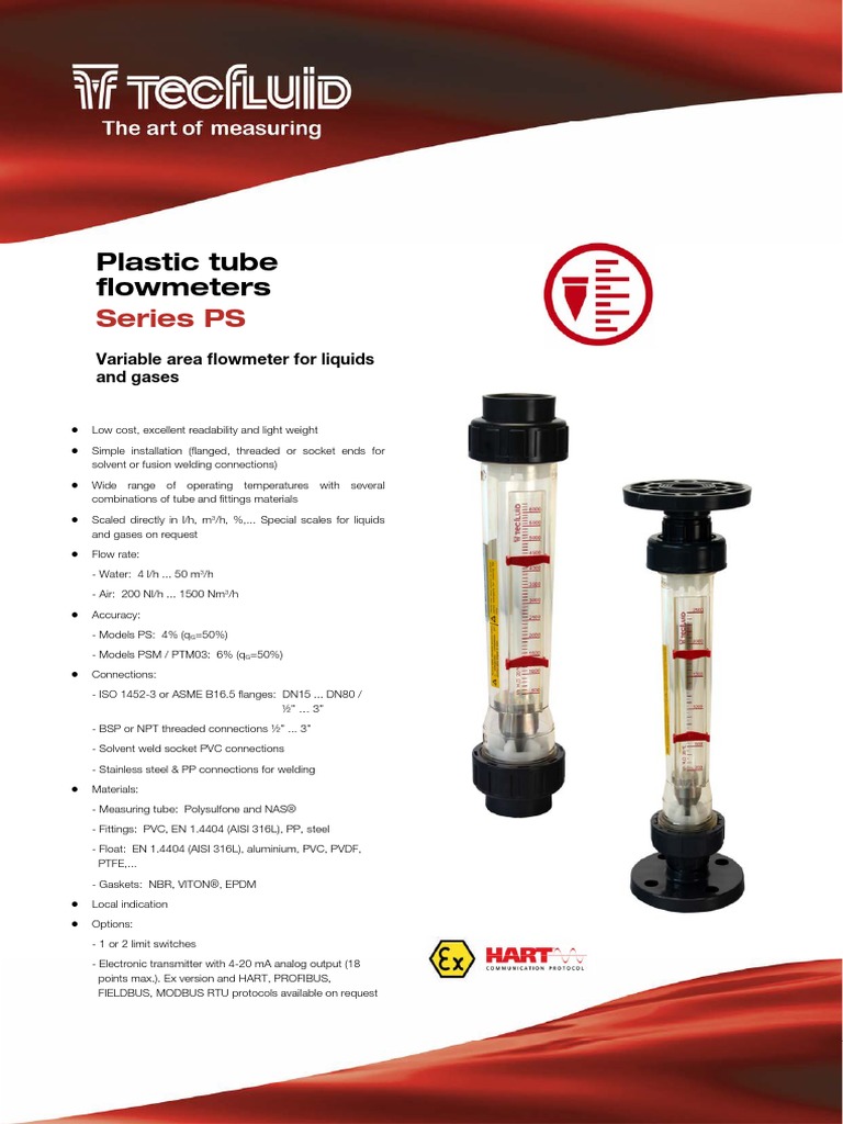 Plastic Tube Owmeters: Series PS | PDF | Pipe (Fluid Conveyance) | Flow ...