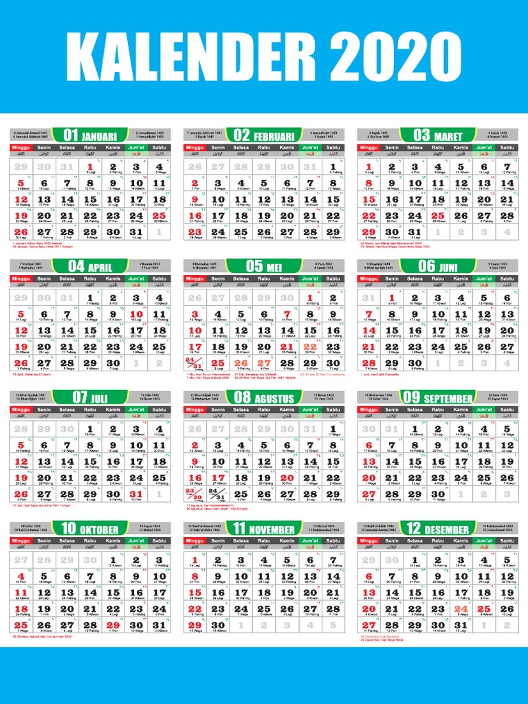 Kalender Jawa Lengkap 2020 PDF | PDF