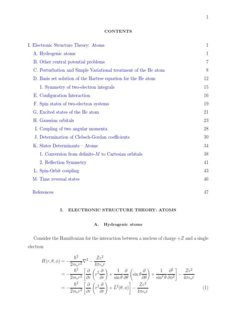 Hydrogenic Atom Structure Analysis | PDF | Hartree–Fock Method | Atomic ...
