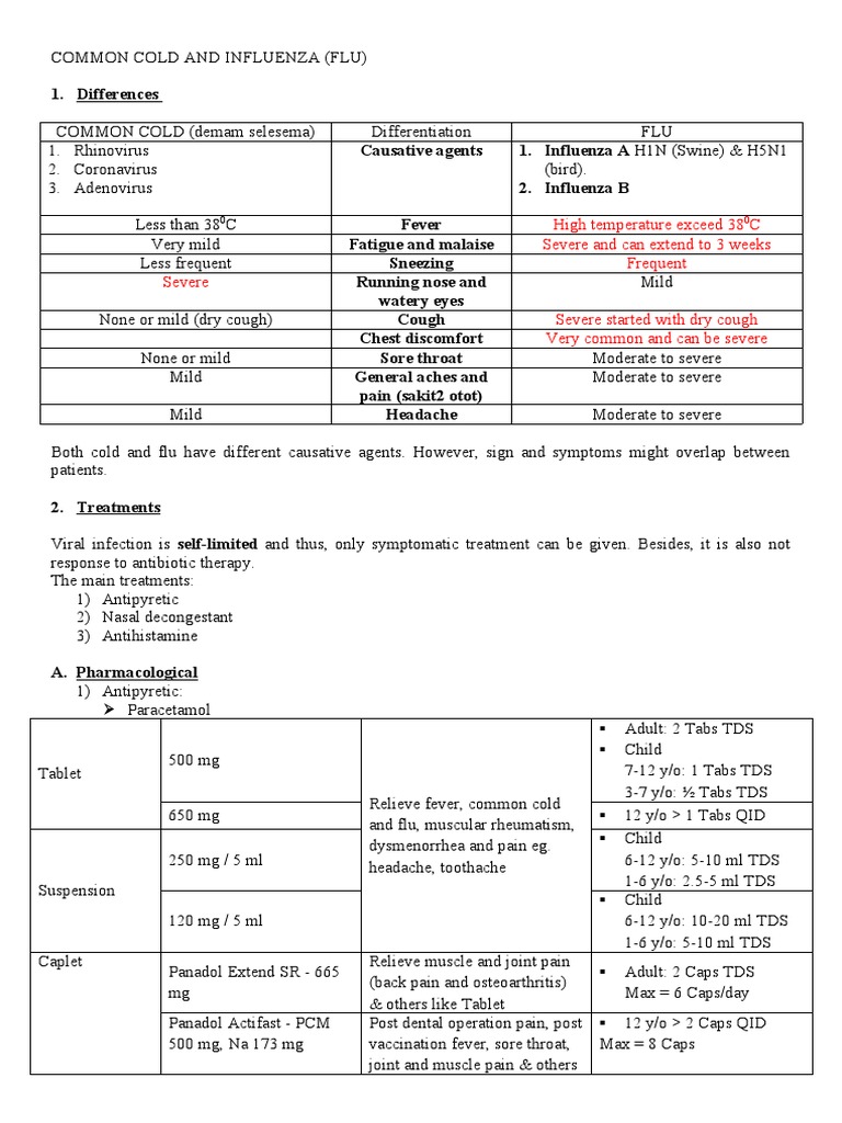 Common Cold And Influenza Pdf Common Cold Influenza