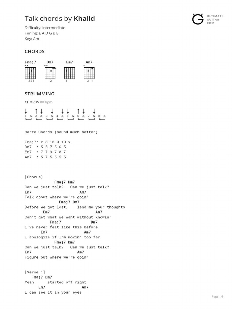 Talk Chords Pdf Pdf