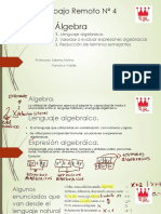 Álgebra Leng Alge Valorizacion y Reduccion de Terminos Semejantes Terminado y Corregido PDF
