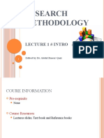 Research Methodology: Lecture 1 # Intro
