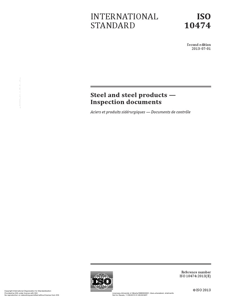 International Standard: Steel and Steel Products - Inspection Documents ...