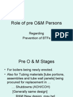 Role of Pre O&M Persons: Regarding Prevention of Btfs