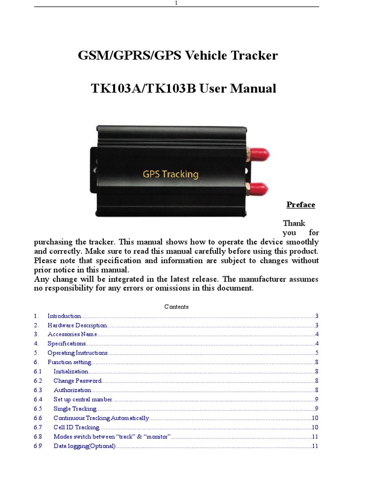 TK103B User Manual Ingles Original 160927 | PDF | General Packet Radio Service | Phones