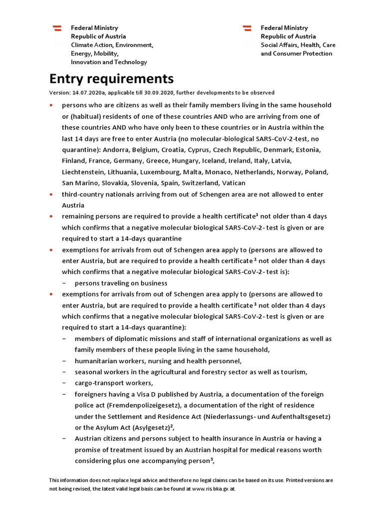 Entry Requirements EN PDF Government Wellness