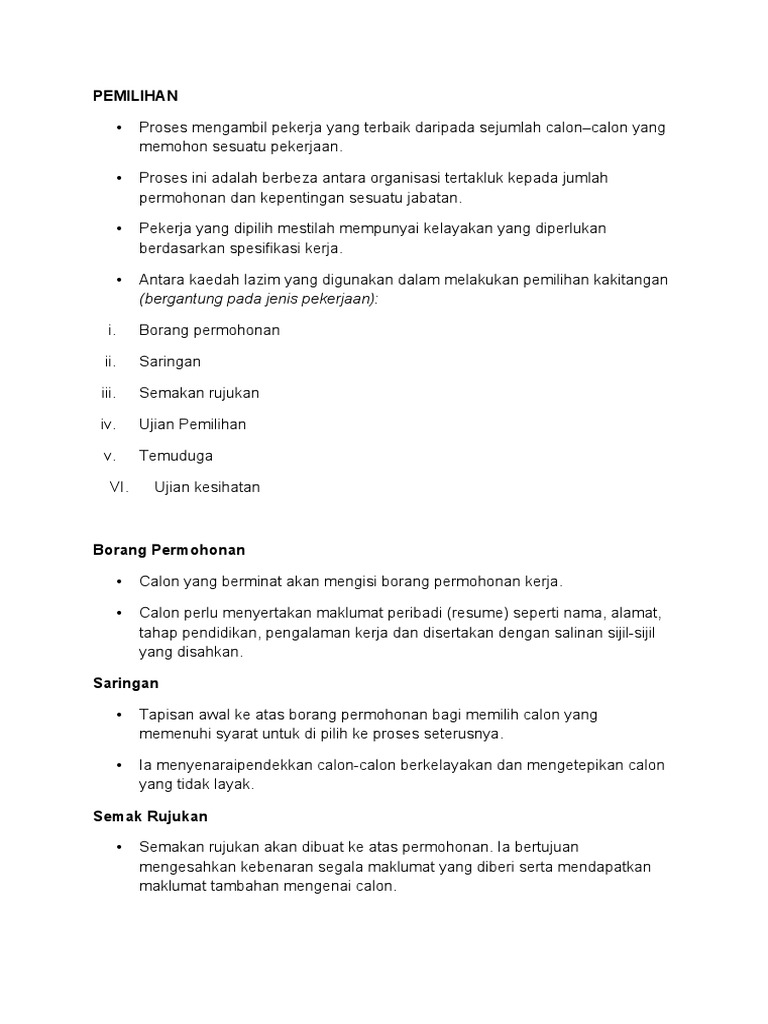 Pemilihan Sumber Manusia