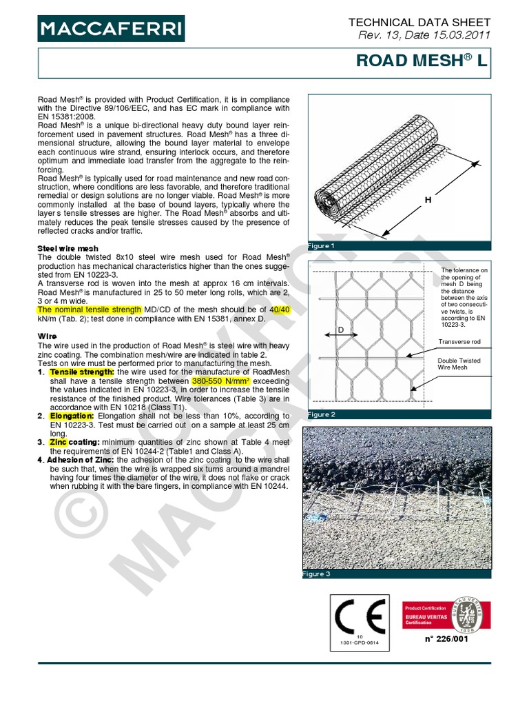 Maccaferri - Road Mesh Heavy Duty Spec | PDF | Wire | Mechanical ...
