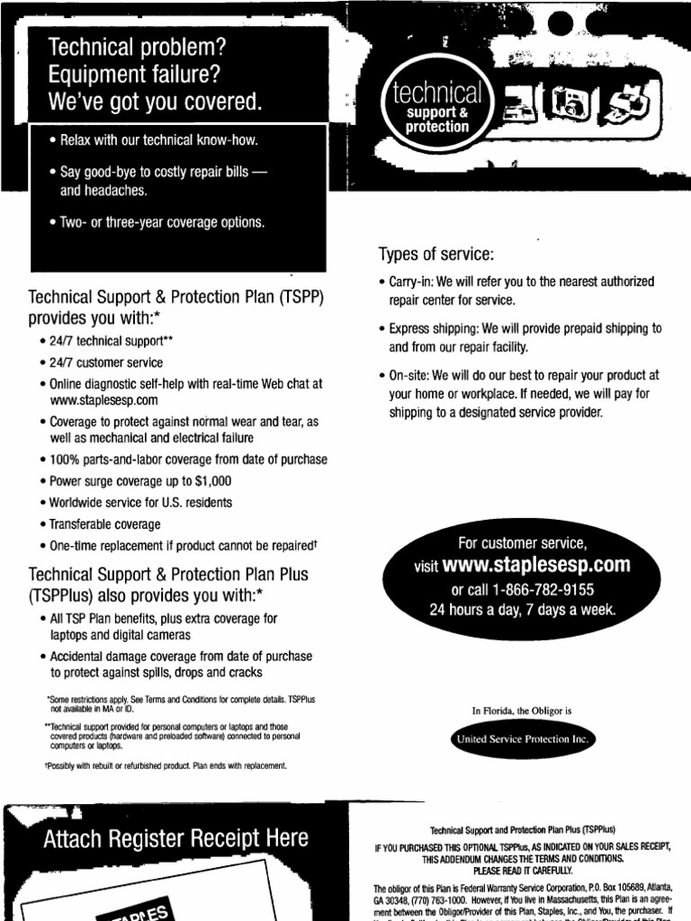 2011_01 Staples Technical Support + Protection Warranty