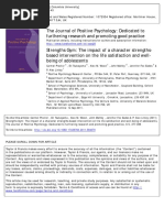 Strengths Gym - The Impact of A Character Strengthsbased Intervention On The Life Satisfaction and Wellbeing of Adolescents