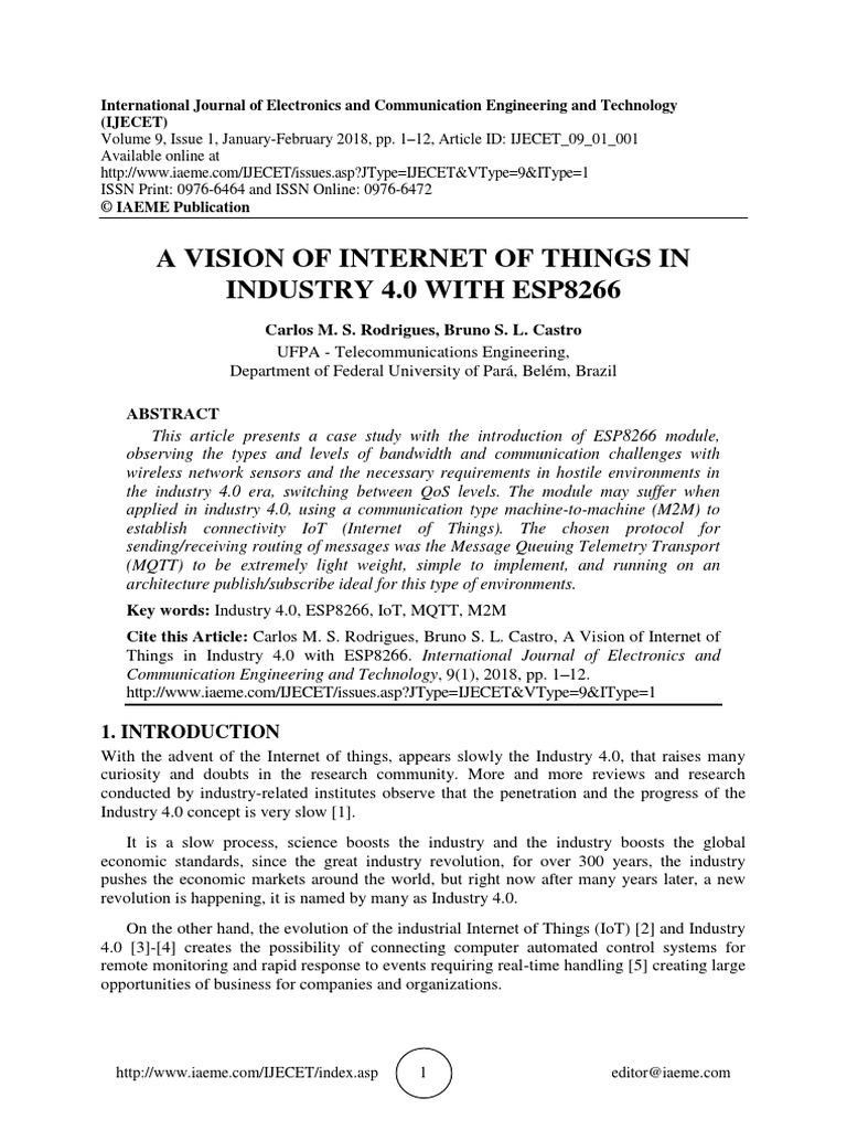 A Vision of Internet of Things in Indust PDF | PDF | Internet Of Things ...