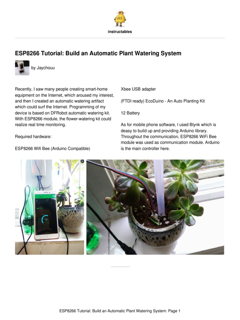 ESP8266 Tutorial: Build An Automatic Plant Watering System ... Circuit Diagram