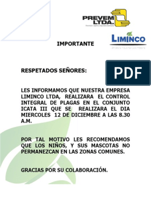 Aviso para Fumigacion | PDF