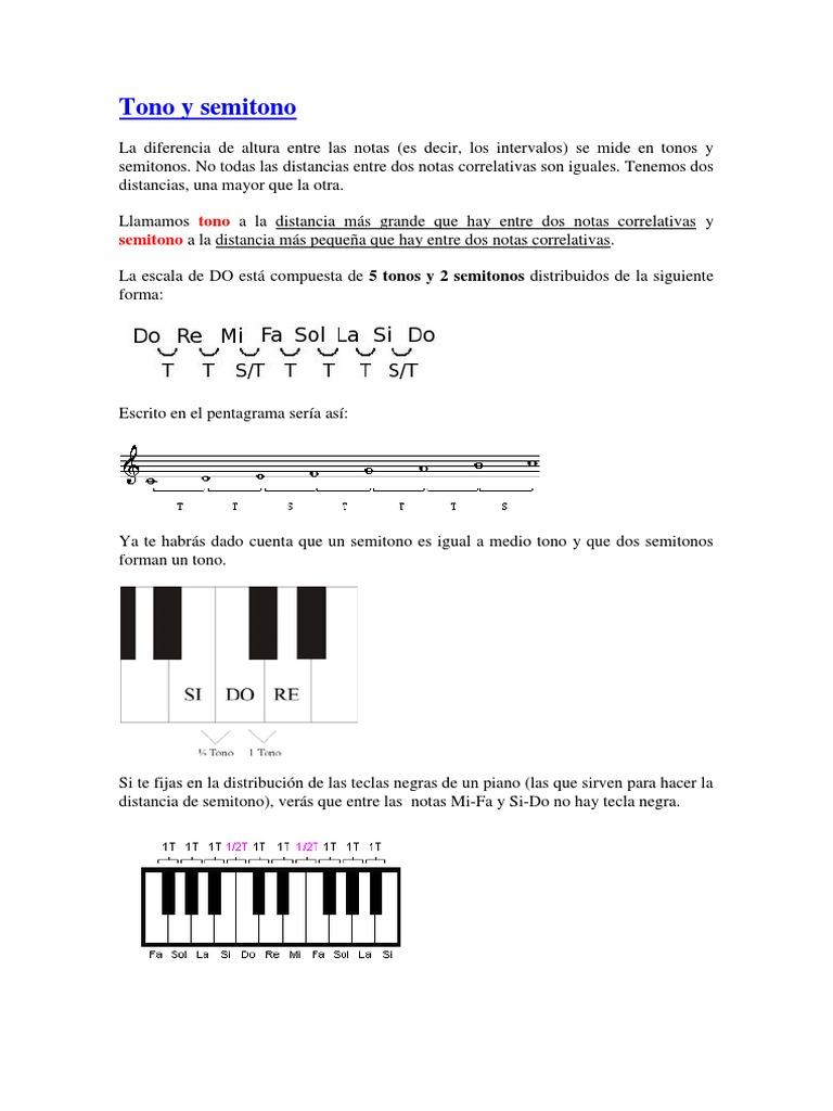 principio exilio esqueleto Tono y Semitono, Alteraciones y Enarmonías. | PDF | Elementos de la música  | Musicología