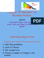 Chapter 15-Reasons for Business Failure