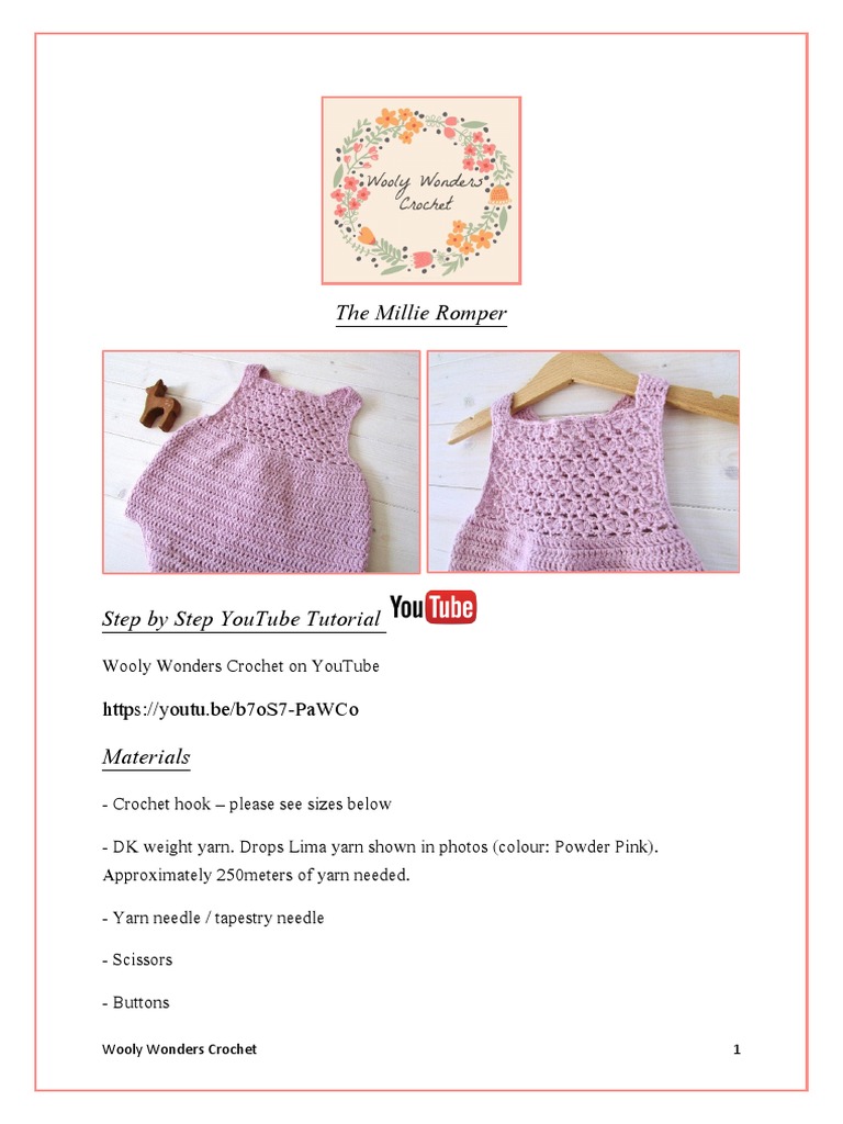 The Millie Romper: Wooly Wonders Crochet On Youtube | PDF | Crochet ...
