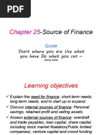 Chapter 25-Sources of Finance