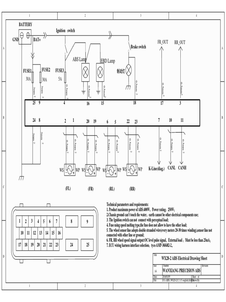 4WX28 ABS Electrical Drawing Sheet PDF PDF Anti Lock Braking