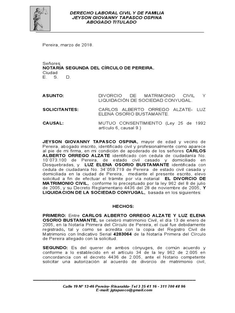 Divorcio Civil y Liquidación Conyugal | PDF | Divorcio | Propiedad de ...