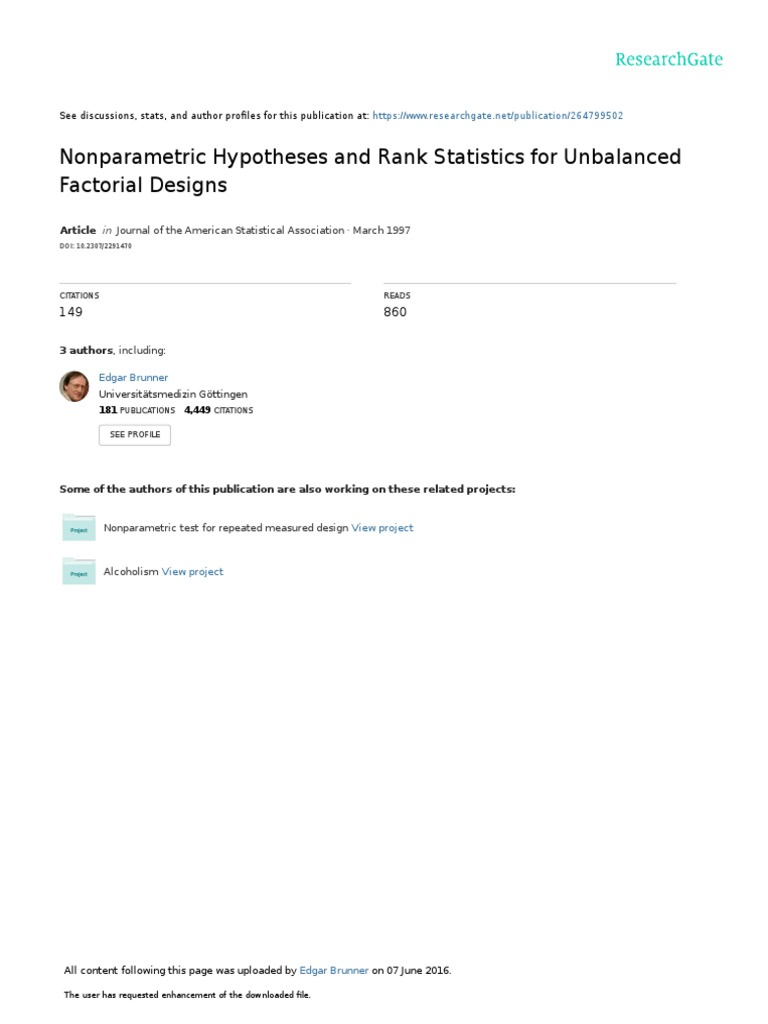 Brunner Munzel 17 PDF Heteroscedasticity Normal Distribution