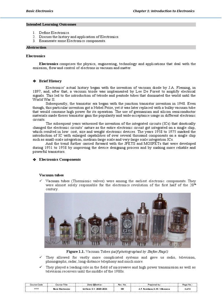 Module 1 Introduction To Electronics | PDF | Integrated Circuit ...