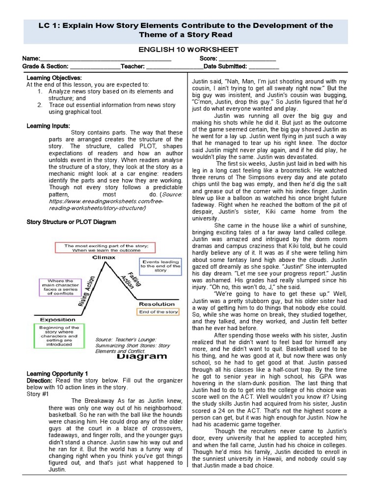 LC 1 Explain How Story Elements Contribute To The Development of The