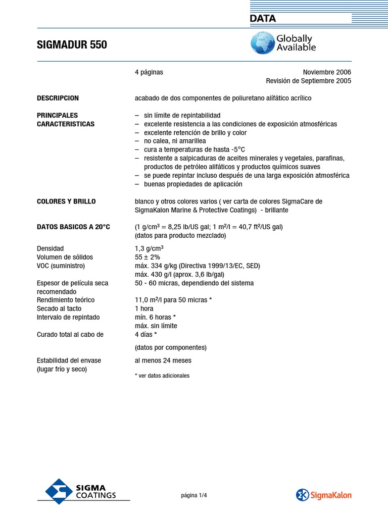 Sigmadur 550 PDF PDF Solvente Química