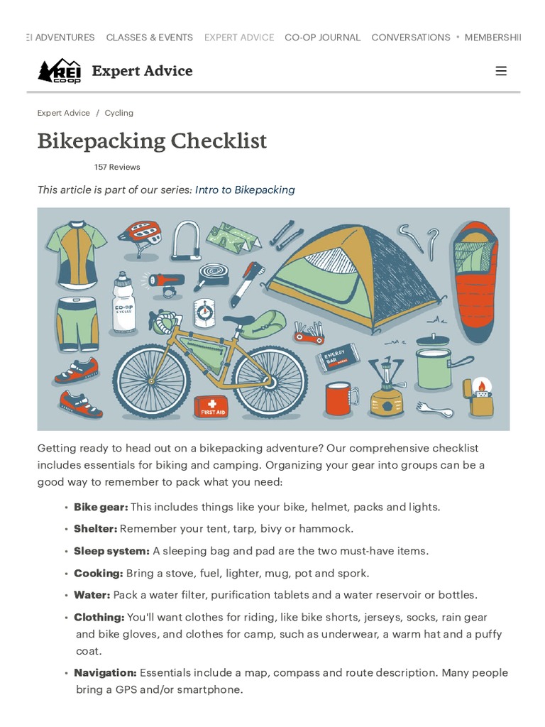 Bikepacking Checklist Expert Advice PDF Clothing Consumer Goods