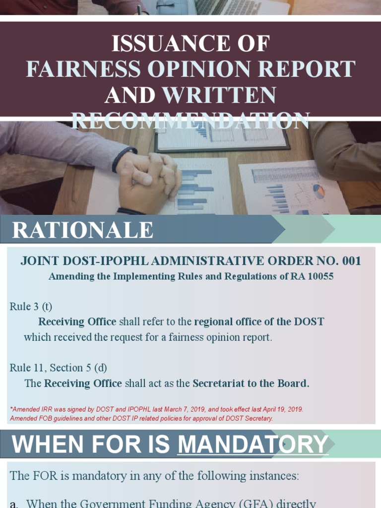 Fairness Opinion Report Guidelines | PDF | License | Intellectual Property